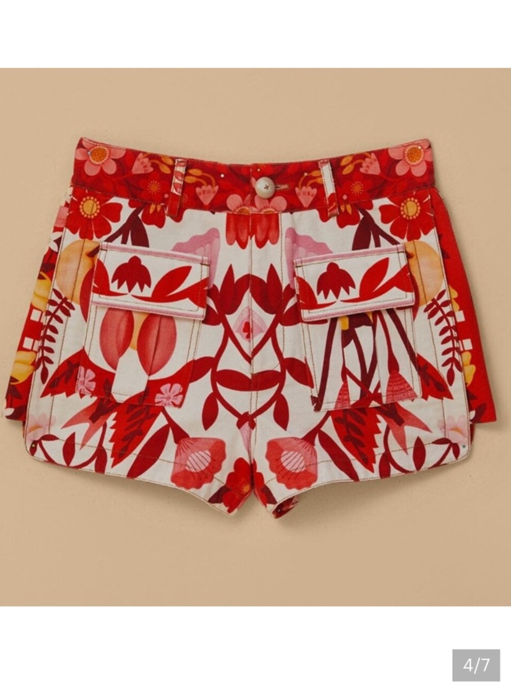 FARM Rio Red Floral romantic orchard Patch Pocket Shorts 28